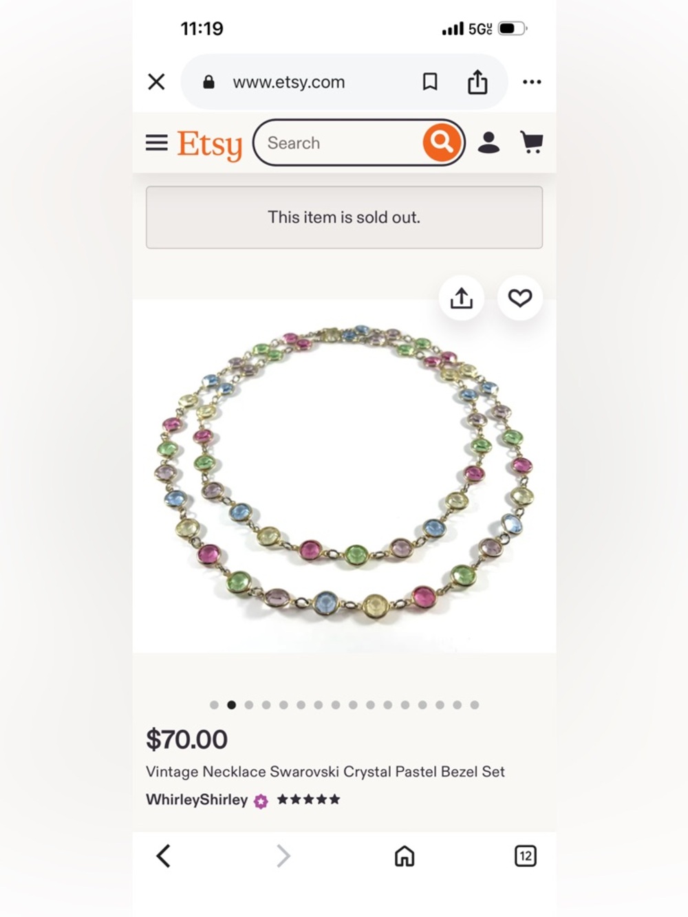 Swarovski Crystal Pastel Bezel vintage necklace EUC - Picture 3 of 7